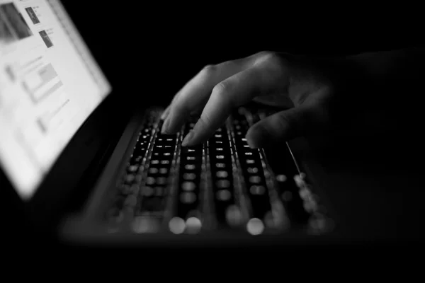 stock image Computer keyboard with typing hands