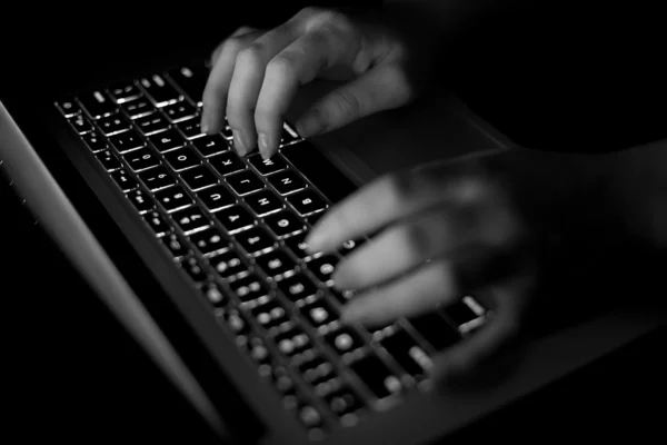 stock image Computer keyboard with typing hands