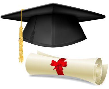 Mortarboard and diploma clipart