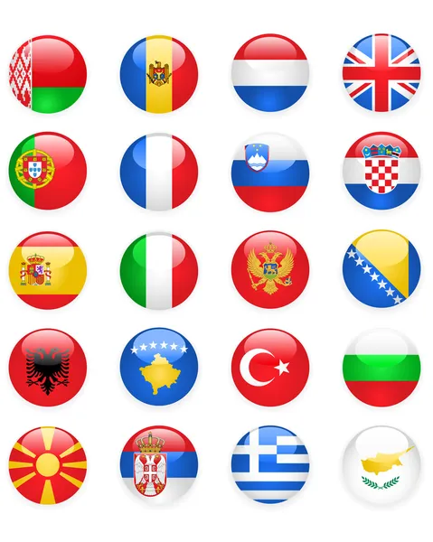 Europas flaggor knappar, del ett — Stock vektor