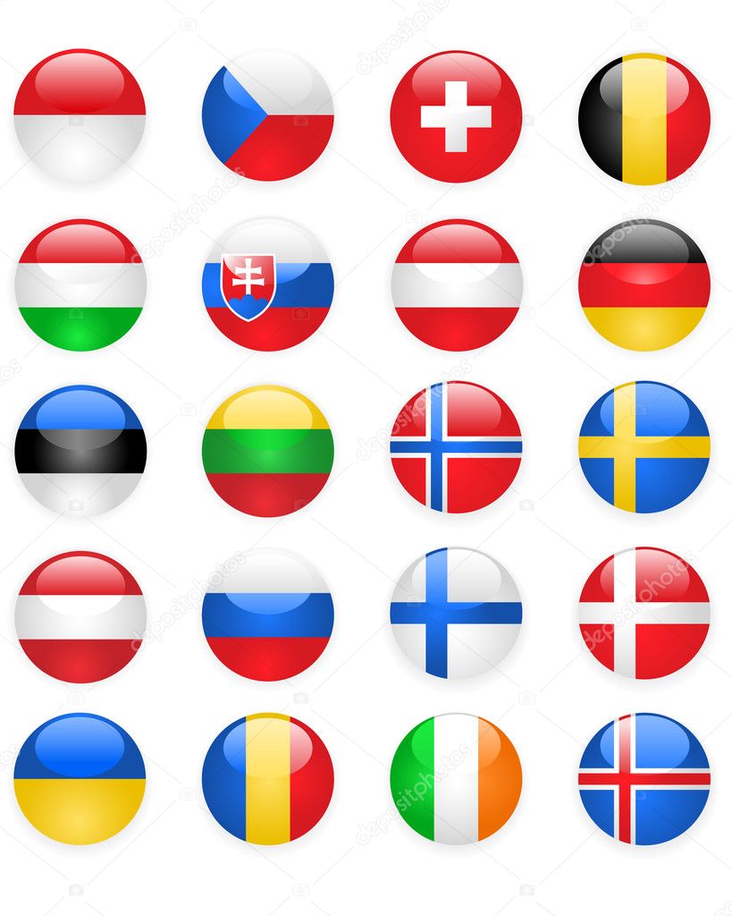 Europe flags buttons, part two