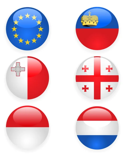 Europa vlaggen knoppen, deel drie — Stockvector