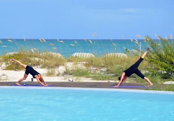 stock image Pilates on beach