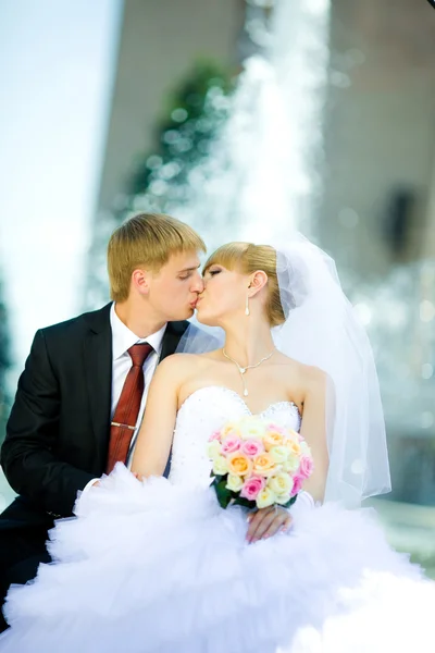 Mariée et marié baisers — Photo