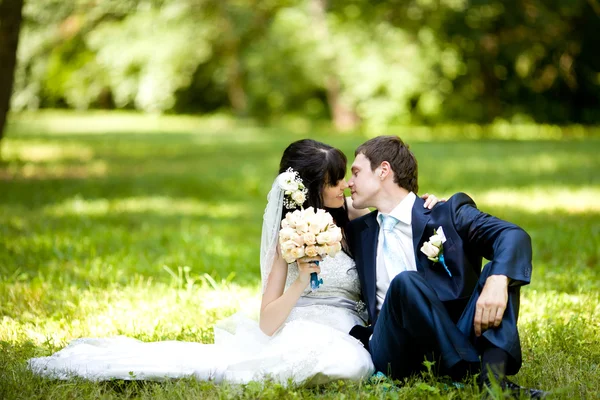 年轻美丽对新婚夫妇 免版税图库照片