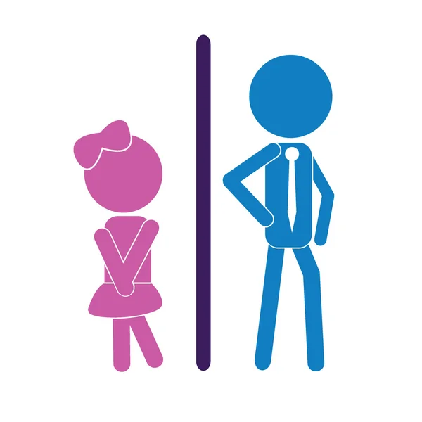 女孩男孩棍棒-厕所或爱的概念 — 图库矢量图片