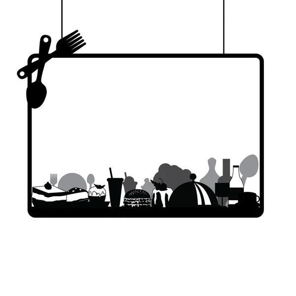 Silhouettes alimentaires fond — Image vectorielle