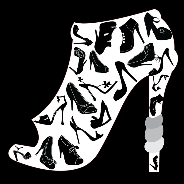Sapatos silhuetas ícones — Vetor de Stock