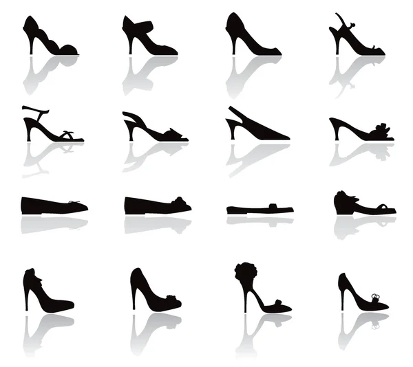 Shoes silhouettes icons — Stock Vector