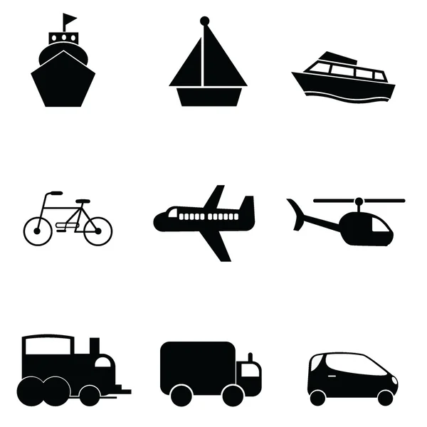 Vervoer silhouettes pictogrammen — Stockvector