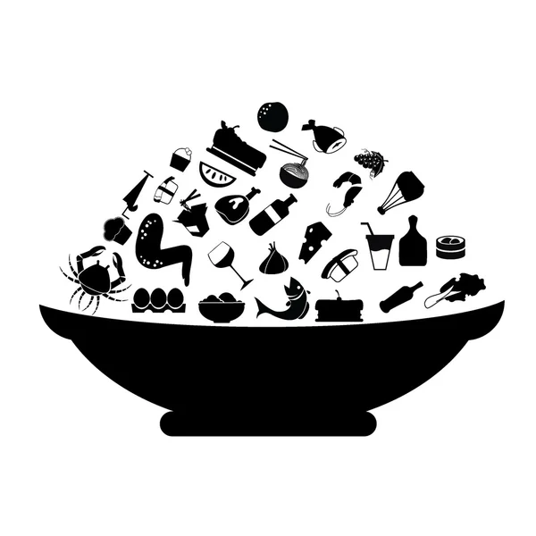 Voedsel silhouetten concept — Stockvector