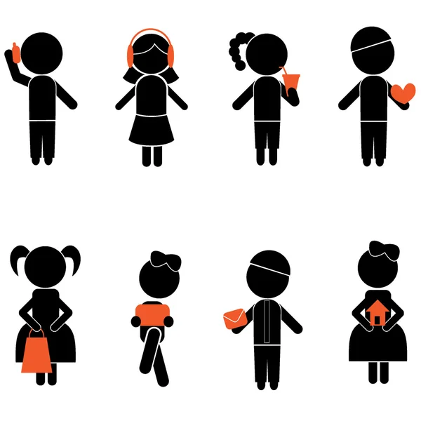 Garçon fille bâton silhouettes — Image vectorielle