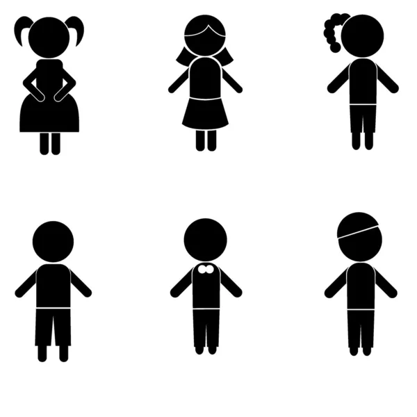 Garçon fille bâton silhouettes — Image vectorielle