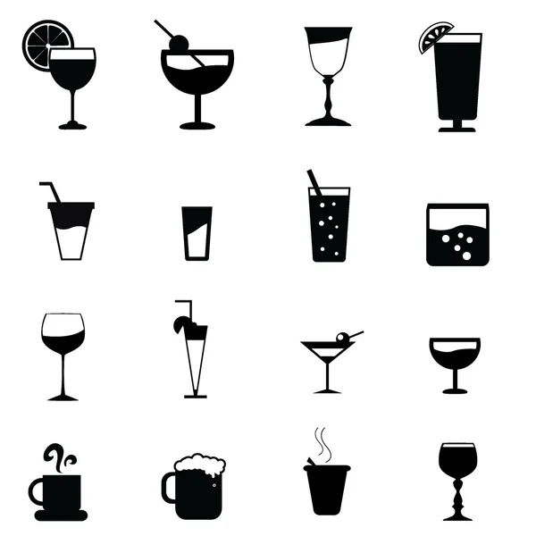 Drinks glass silhouettes — Stock Vector
