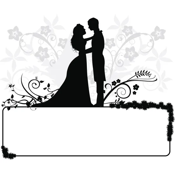 Wedding couple silhouettes — Stock Vector