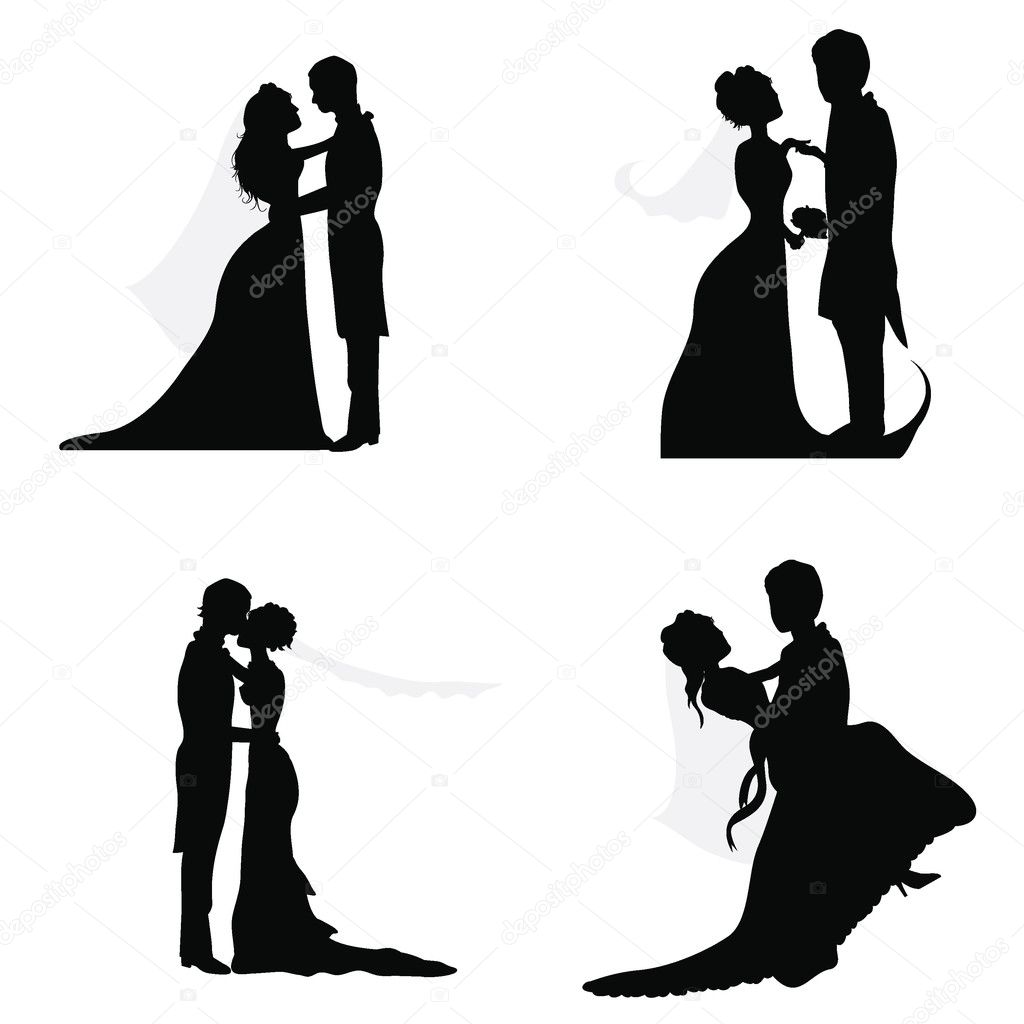 Wedding couple silhouettes