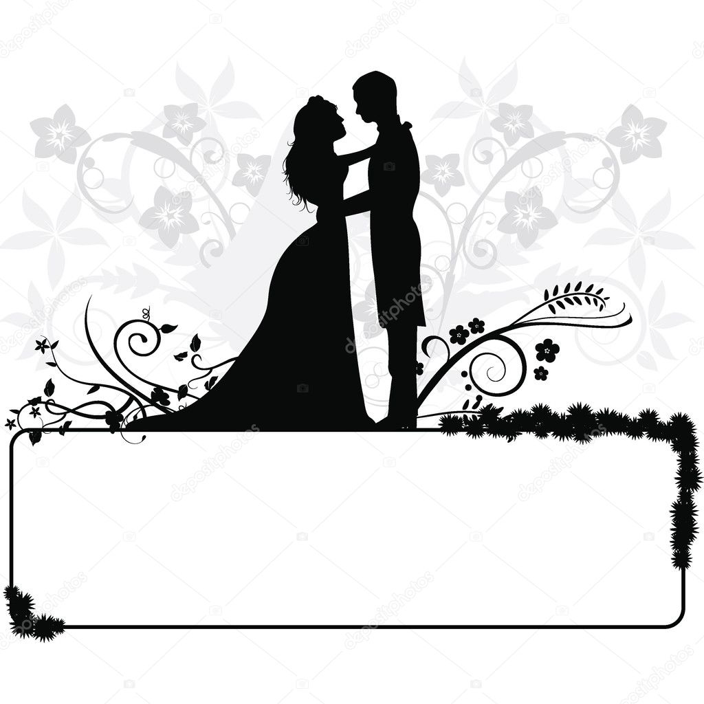 Download Wedding couple silhouettes — Stock Vector © glossygirl21 #10378911