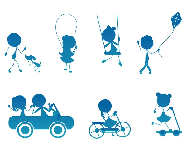 Bâton de dessin animé enfants silhouette active — Image vectorielle