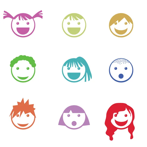 Children face icons — Stock Vector