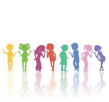 Children silhouettes gathering clipart