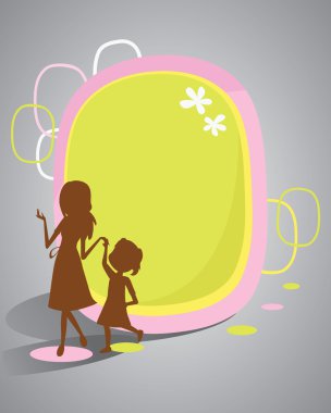 Mother and daughter silhouettes background clipart
