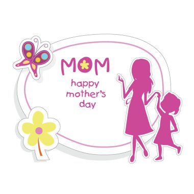Mother and daughter silhouettes background clipart