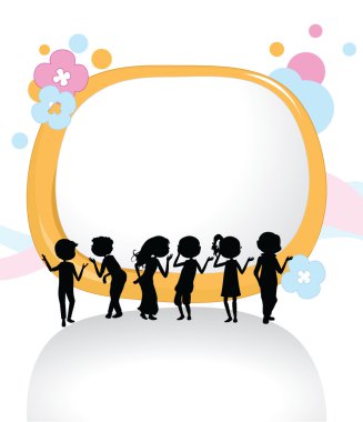 Children silhouettes background clipart