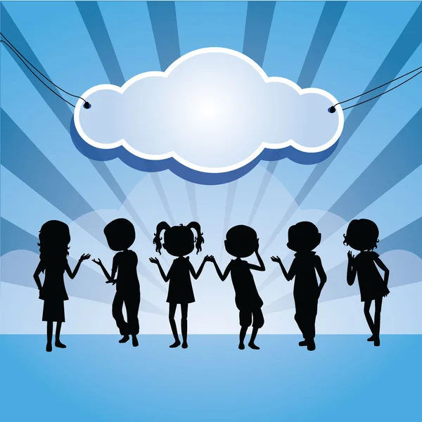 Children silhouettes background — Stock Vector