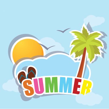 Summer, beach and travel icons clipart