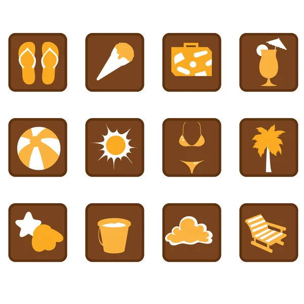 Summer, beach and travel icons — Stock Vector
