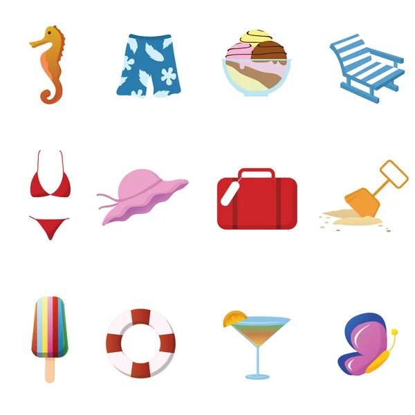 Summer, beach and travel icons — Stock Vector