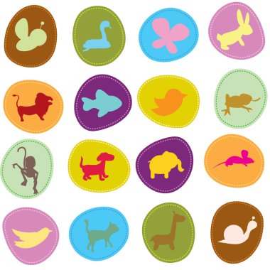 Cute animals icons clipart