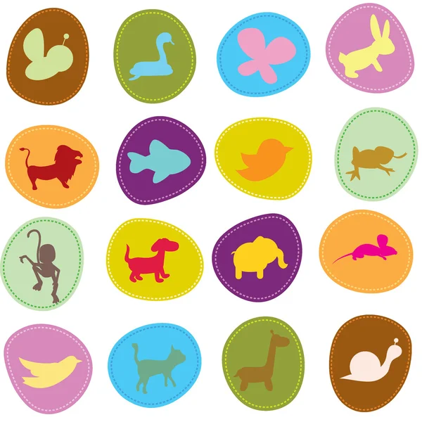 Schattige dieren pictogrammen — Stockvector