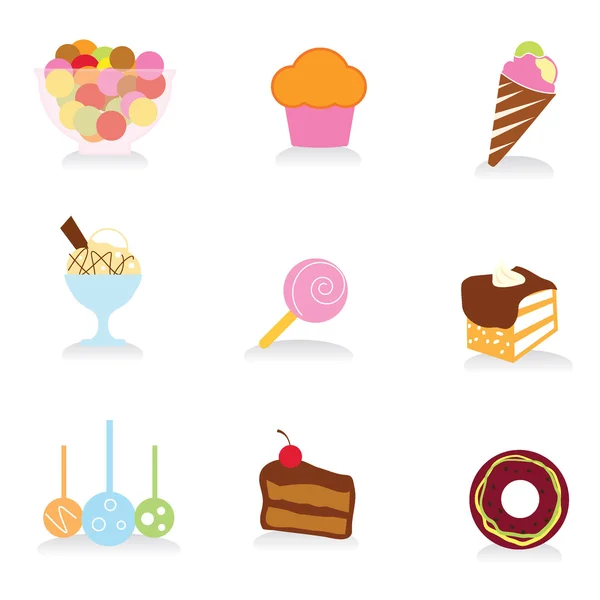 Voedsel en desserts pictogrammen — Stockvector