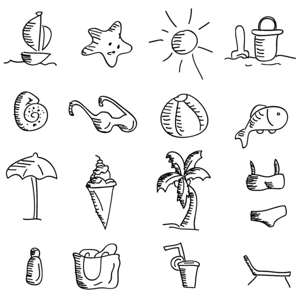 Κινούμενα σχέδια, doodles ταξίδια εικονίδια — Διανυσματικό Αρχείο