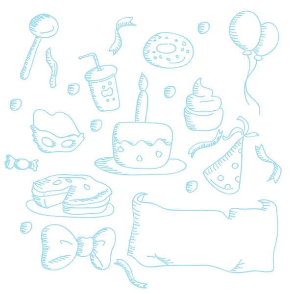 Desenhos animados doodles ícones de festa —  Vetores de Stock