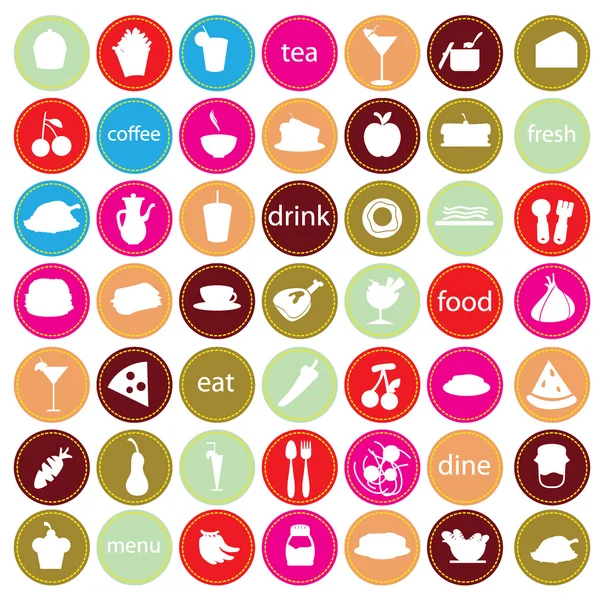 Ikonen für Essen und Trinken — Stockvektor