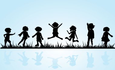 Cartoon silhouettes children clipart