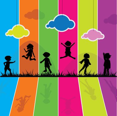 Cartoon silhouettes children clipart