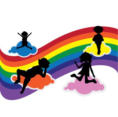 Cartoon silhouettes children clipart