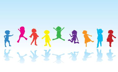 Cartoon silhouettes children clipart