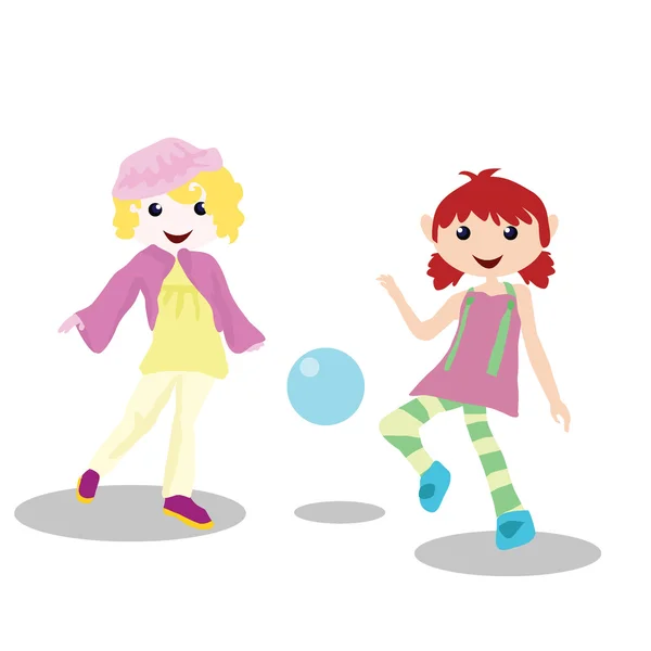 Actividad de los niños de dibujos animados - jugando pelota — Vector de stock