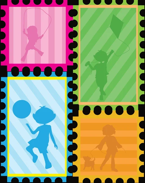 Cartoon silhouetten kinderen — Stockvector