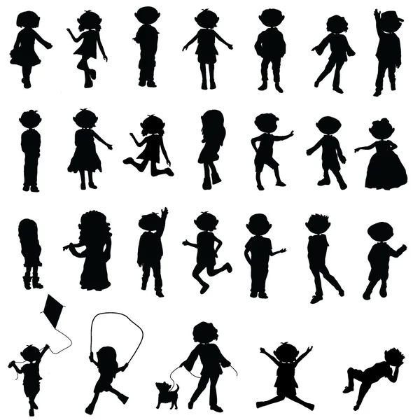 Silhouettes de dessins animés enfants — Image vectorielle