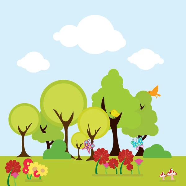 树木和花卉背景 — 图库矢量图片