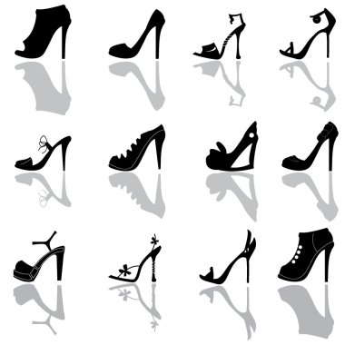 Ladies shoes silhoeuttes clipart