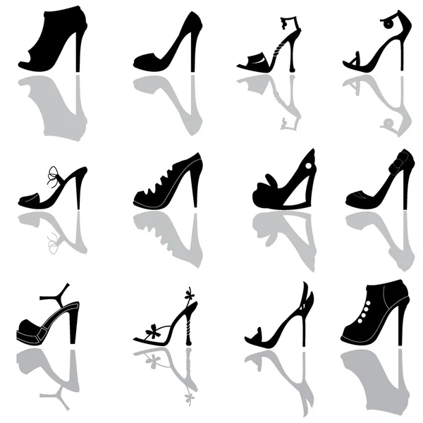 Женская обувь силуэты — стоковый вектор