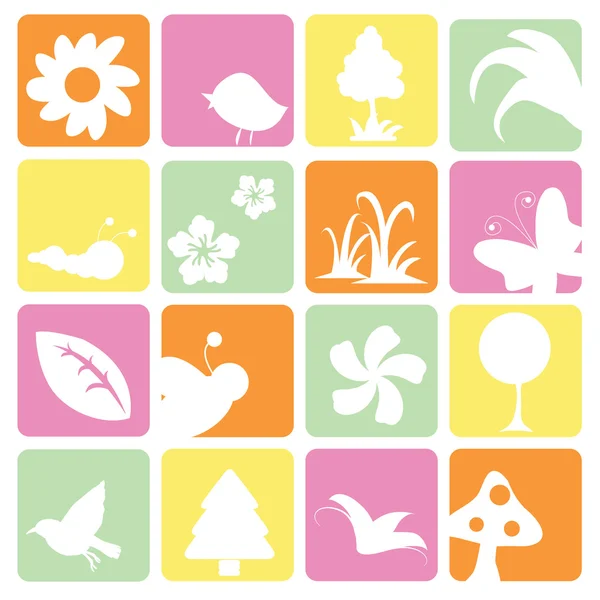 Iconos florales y vegetales — Vector de stock