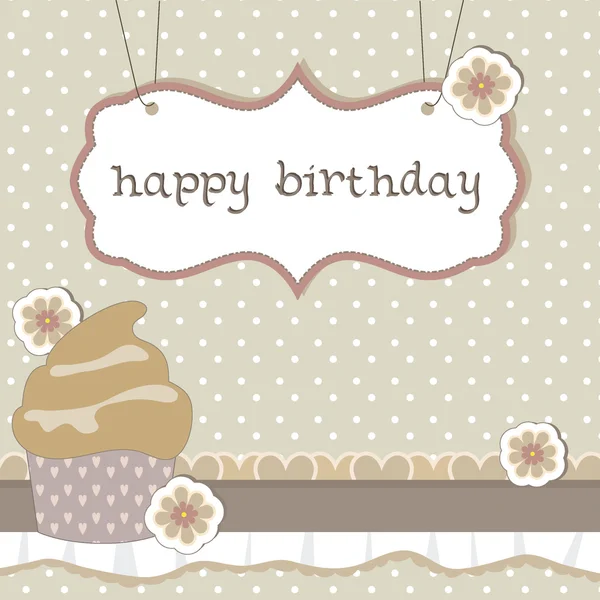 Happy birthday cup cake card — Stock Vector