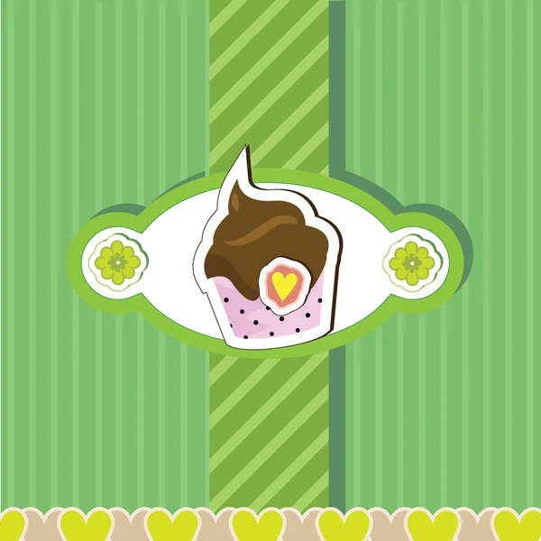 Happy birthday cup cake card — Stockový vektor